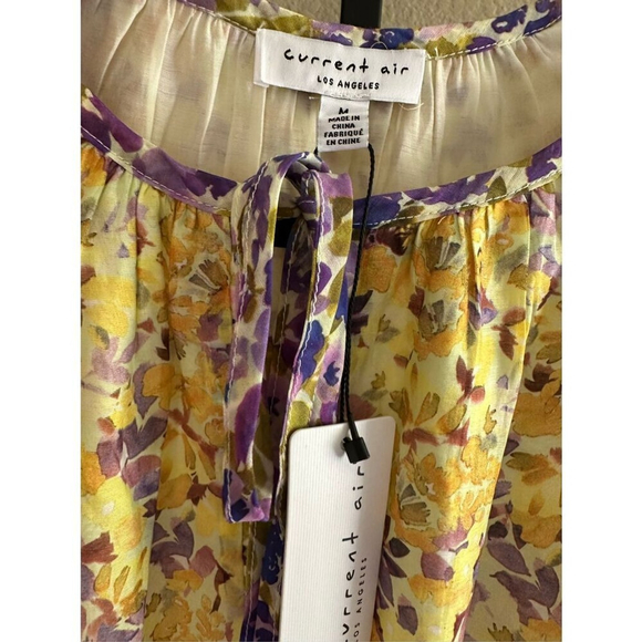 Size M Anthropologie Current Air Colorblock Floral Print MIDI Dress - Picture 5 of 6